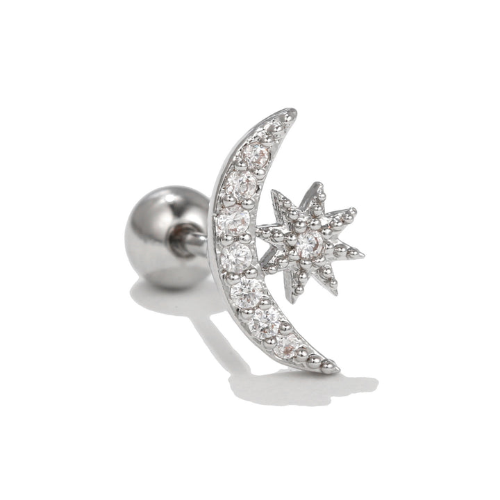 Boucles d'oreilles à clous en argent et zircon blanc exquises Olivenorma
