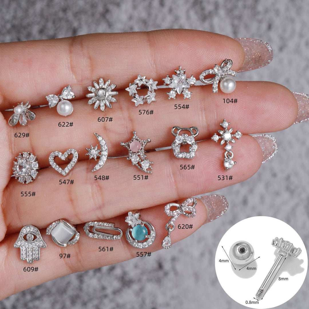 Boucles d'oreilles clous en zircon blanc exquis Olivenorma - image 0