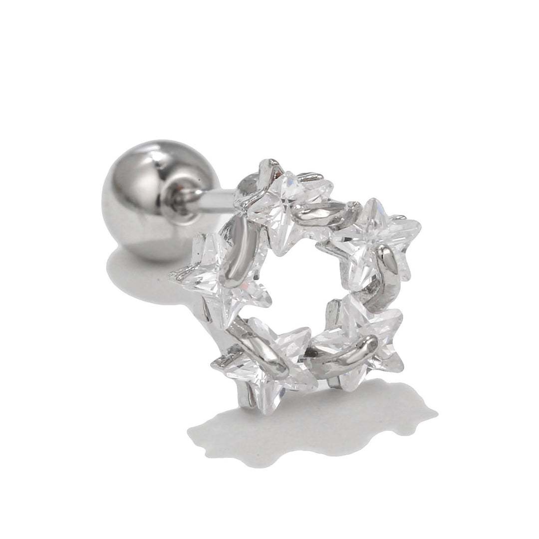 Boucles d'oreilles clous en zircon blanc exquis Olivenorma - Bague étoile - image 14