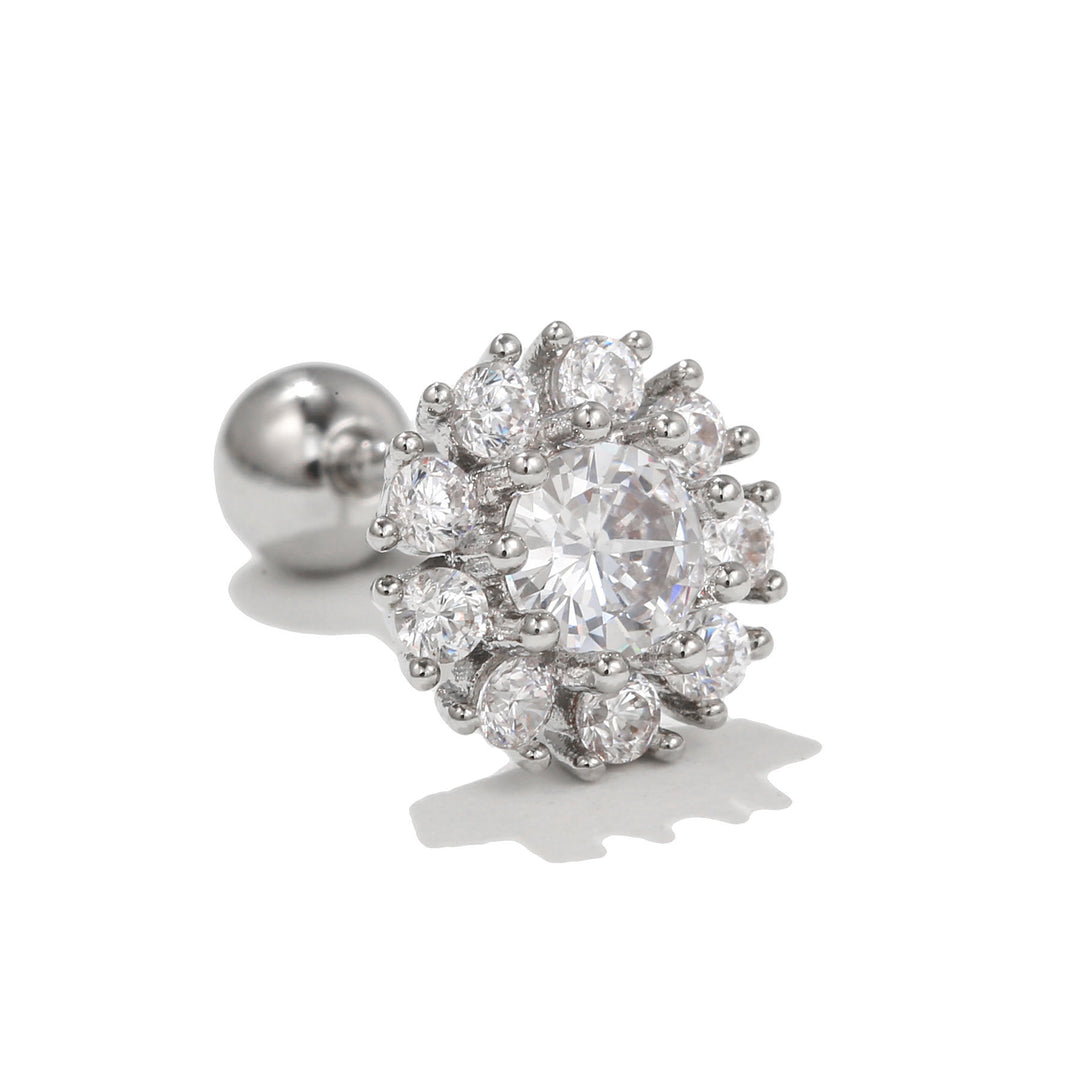 Boucles d'oreilles clous en zircon blanc exquis Olivenorma - Fleur de zircon blanc - image 15