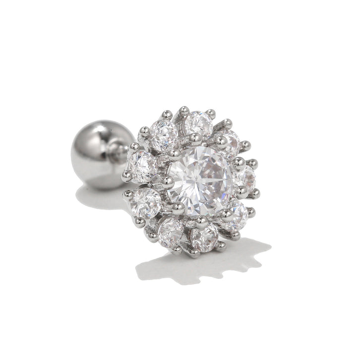 Boucles d'oreilles clous en zircon blanc exquis Olivenorma - Fleur de zircon blanc - image 15