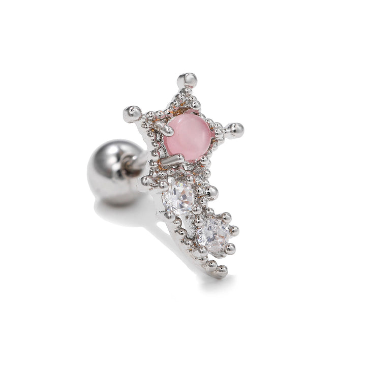 Boucles d'oreilles clous en zircon blanc exquis Olivenorma - Pierre oeil de chat rose - image 16