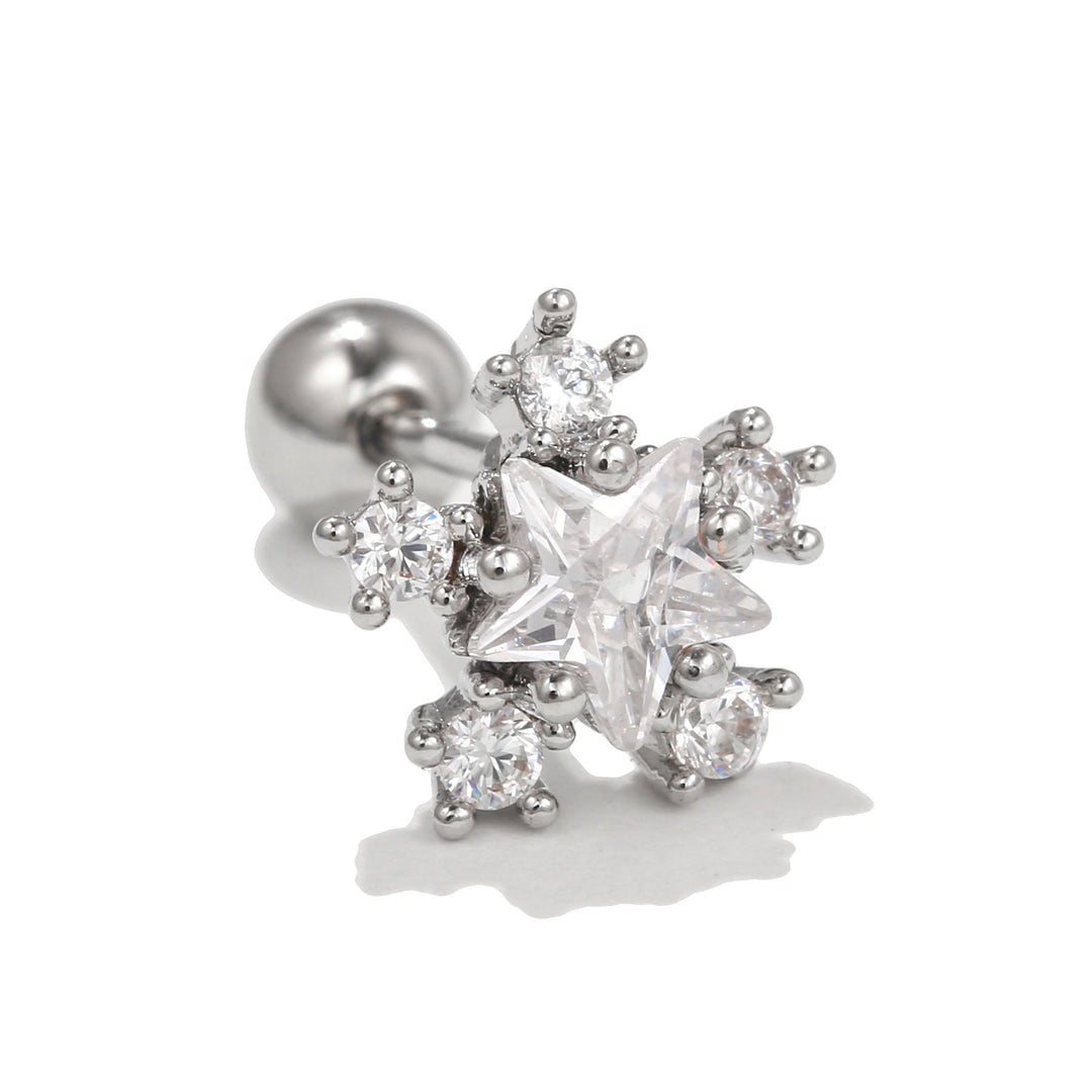 Boucles d'oreilles clous en zircon blanc exquis Olivenorma - Étoile - image 6