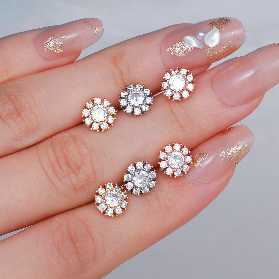 Boucles d'oreilles clous en zircon blanc exquis Olivenorma - image 23