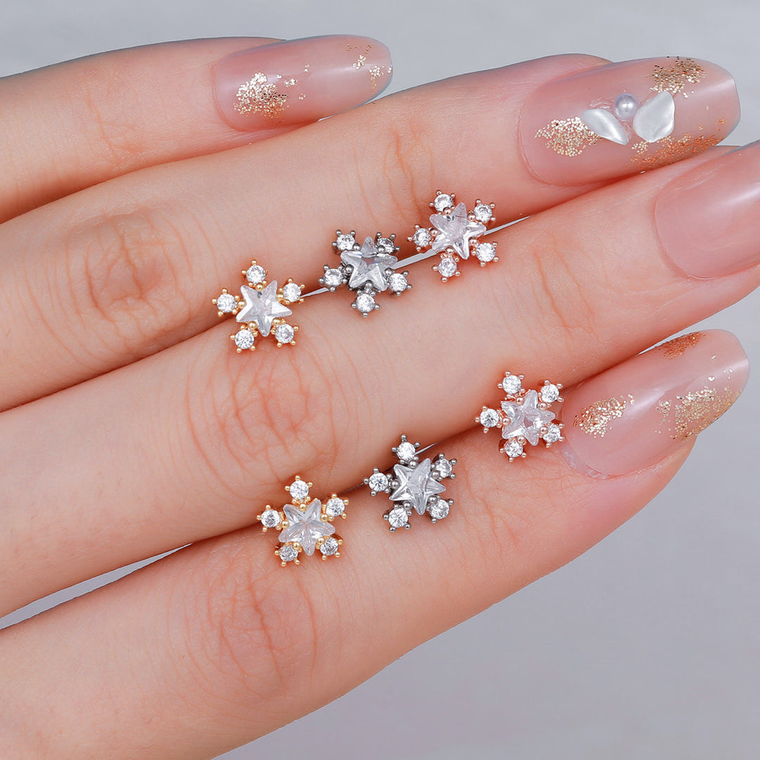 Boucles d'oreilles clous en zircon blanc exquis Olivenorma - image 22