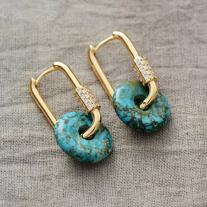 Boucles d'oreilles en pierre naturelle creuse circulaire Olivenorma