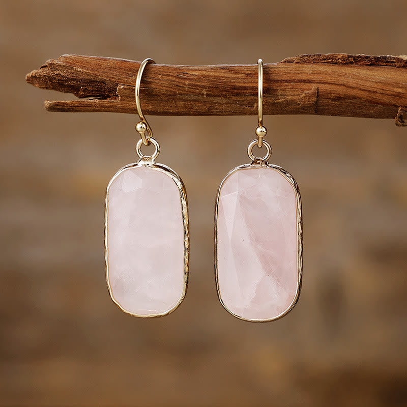 Boucles d'oreilles en cristal naturel taille ovale Olivenorma Baguette