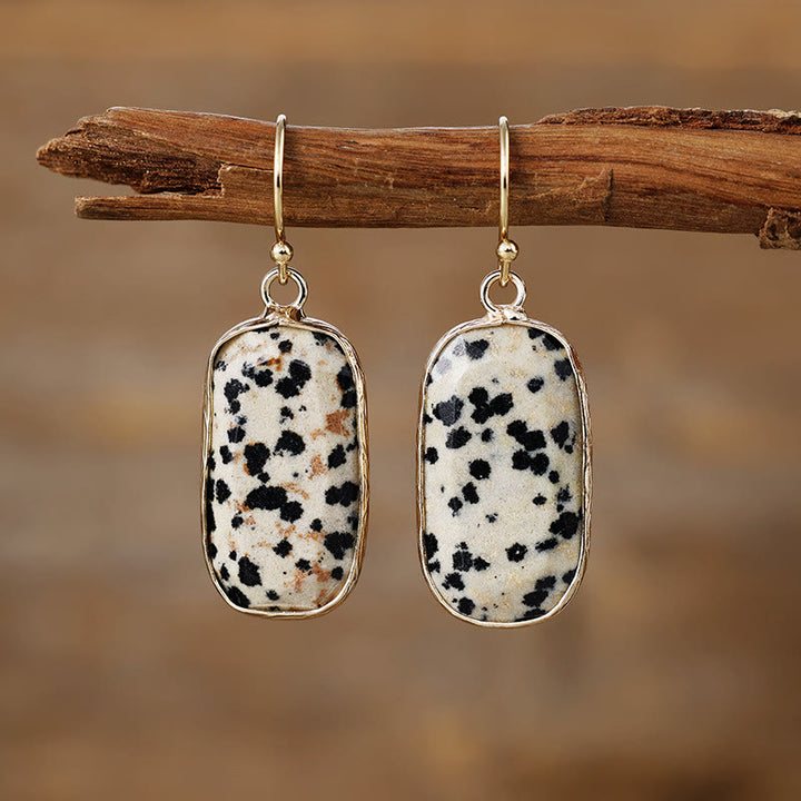 Boucles d'oreilles en cristal naturel taille ovale Olivenorma Baguette