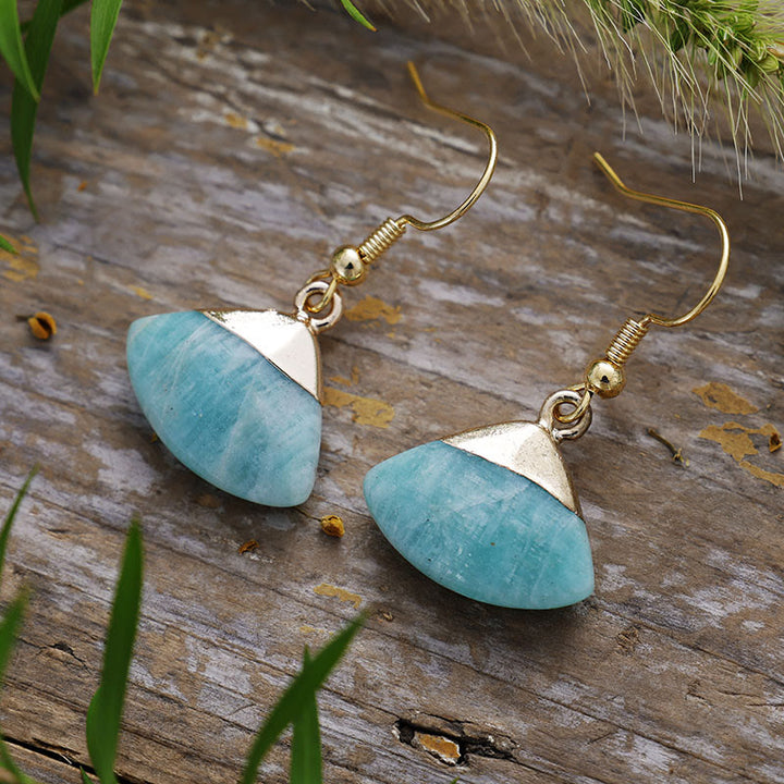 Boucles d'oreilles pendantes festonnées en amazonite et lépidolite Olivenorma