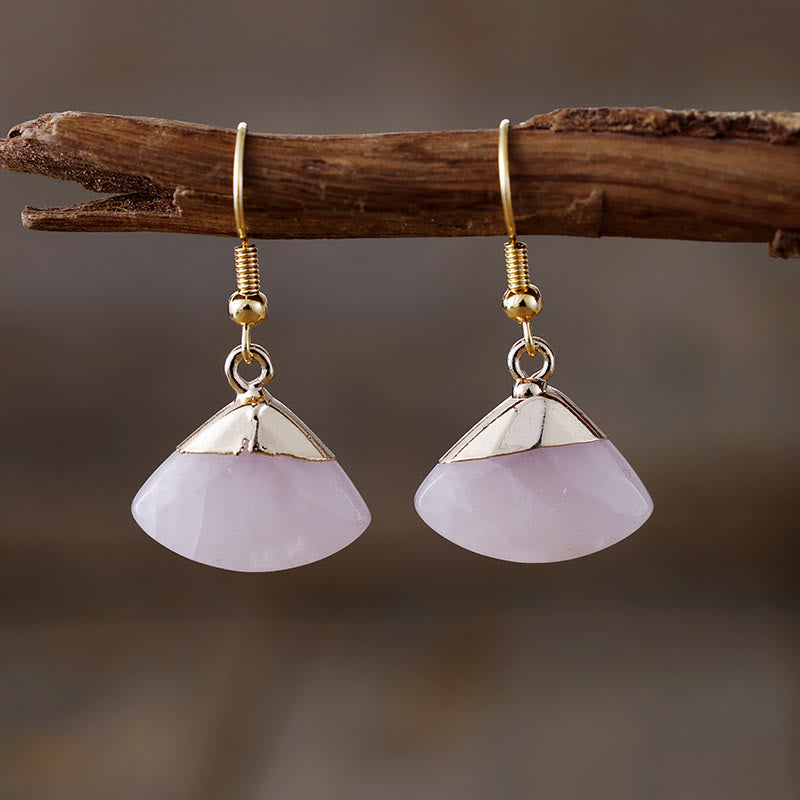 Boucles d'oreilles pendantes festonnées en amazonite et lépidolite Olivenorma