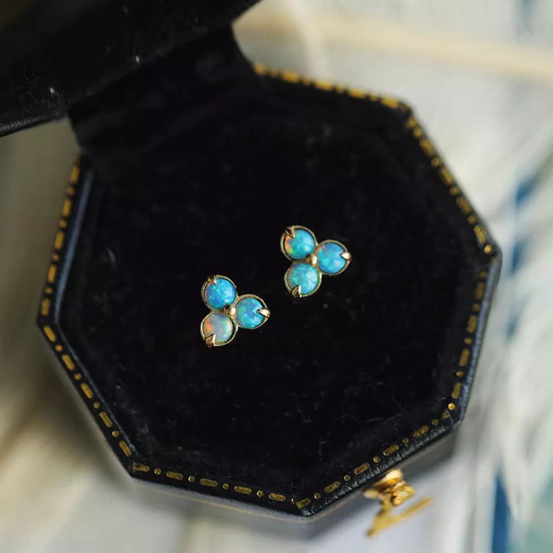 Boucles d'oreilles triple anneau en opale naturelle Olivenorma