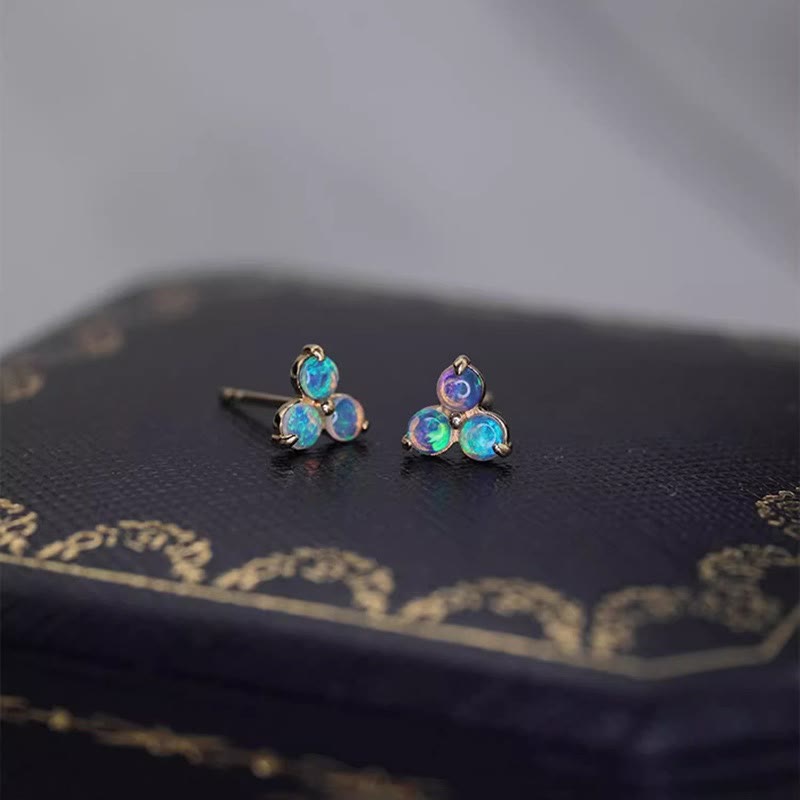 Boucles d'oreilles triple anneau en opale naturelle Olivenorma