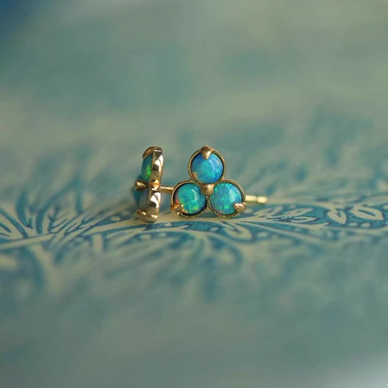 Boucles d'oreilles triple anneau en opale naturelle Olivenorma