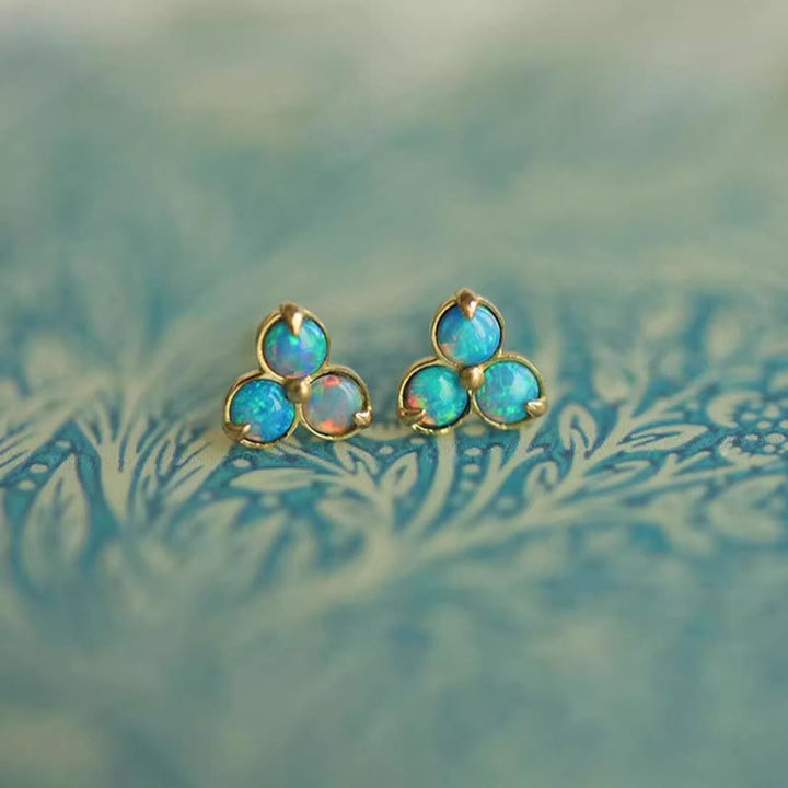 Boucles d'oreilles triple anneau en opale naturelle Olivenorma
