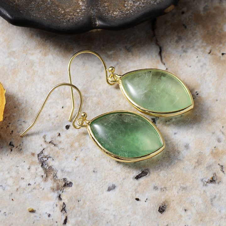 Boucles d'oreilles pendantes en fluorite verte taille marquise Olivenorma