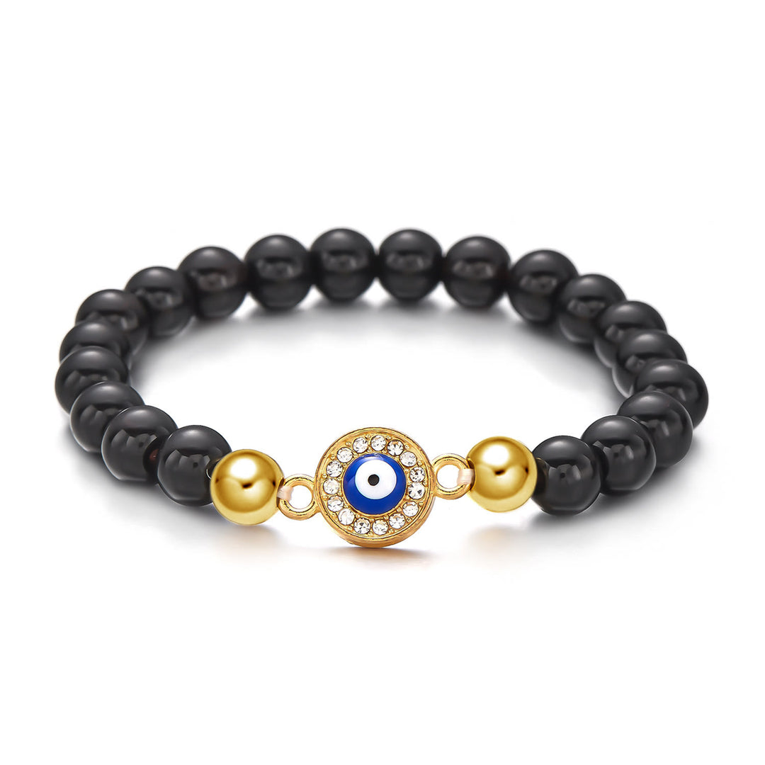 Bracelet en perles d'hématite et d'obsidienne avec œil de tigre et mauvais œil Olivenorma