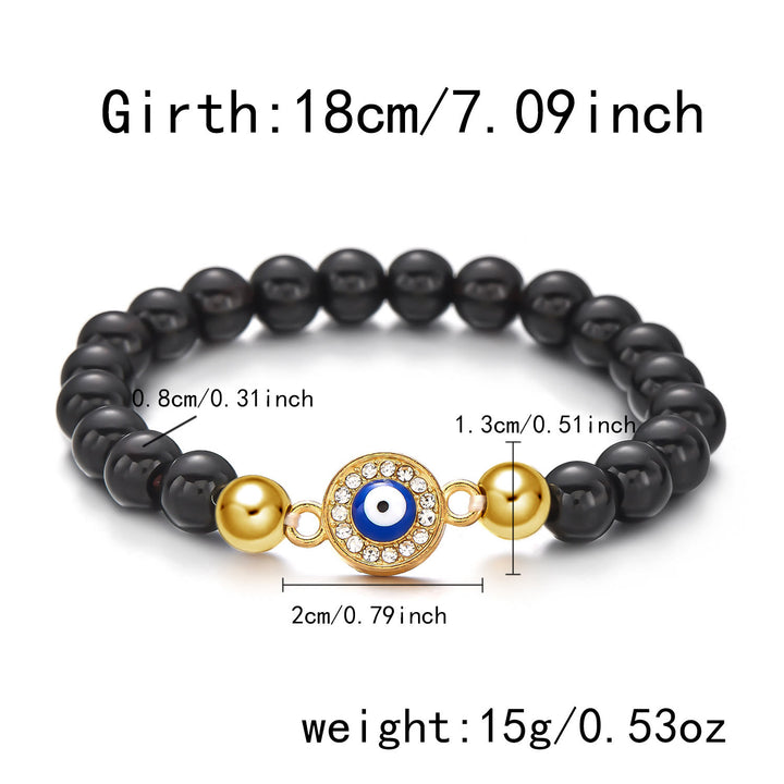 Bracelet en perles d'hématite et d'obsidienne avec œil de tigre et mauvais œil Olivenorma