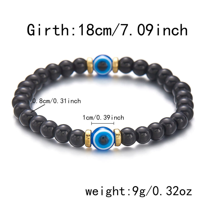 Bracelet en perles d'hématite et d'obsidienne avec œil de tigre et mauvais œil Olivenorma