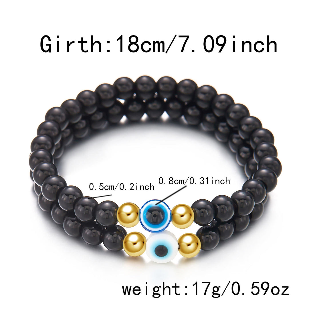 Bracelet en perles d'hématite et d'obsidienne avec œil de tigre et mauvais œil Olivenorma