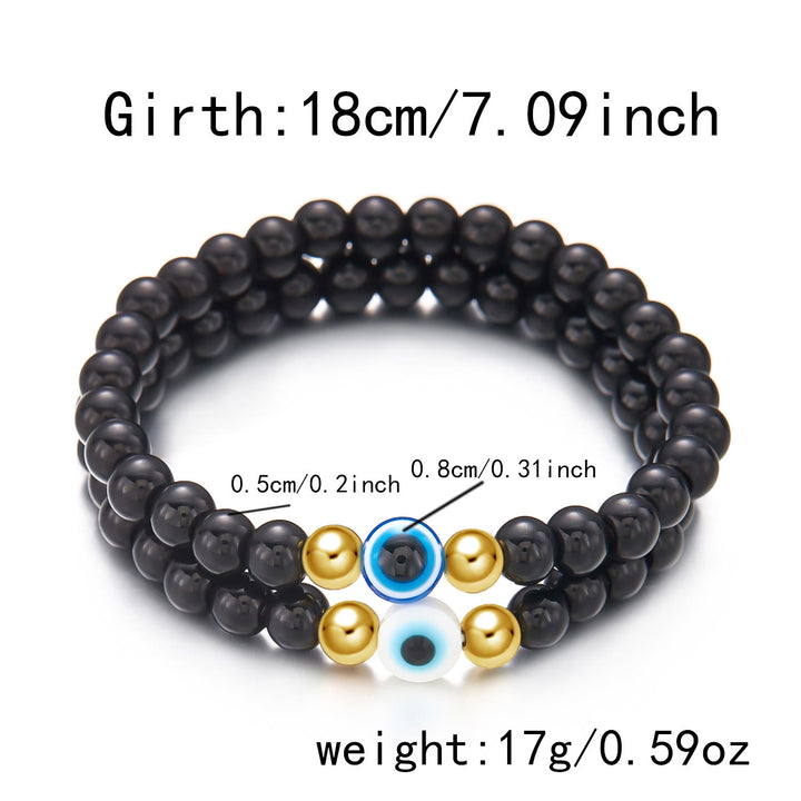 Bracelet en perles d'hématite et d'obsidienne avec œil de tigre et mauvais œil Olivenorma