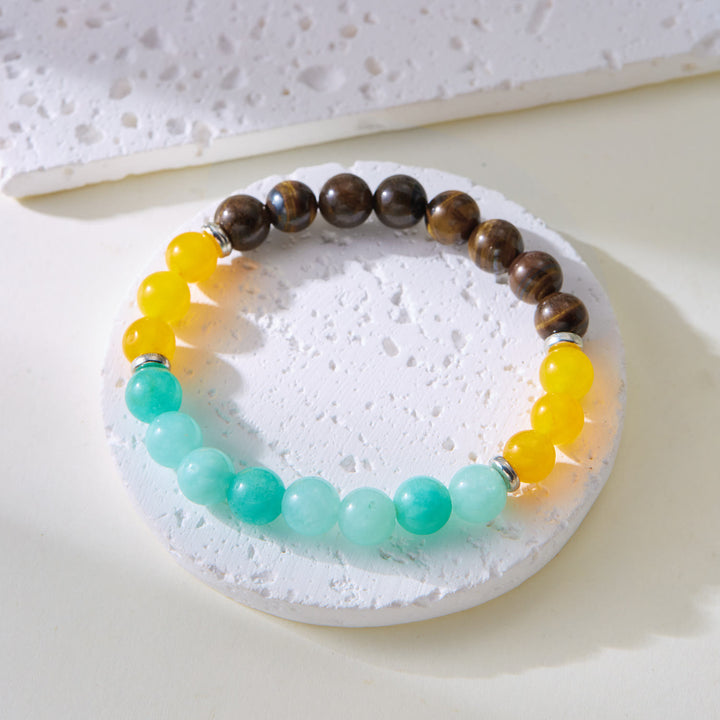 Bracelet porte-bonheur en perles de pierre naturelle Olivenorma de 8 mm