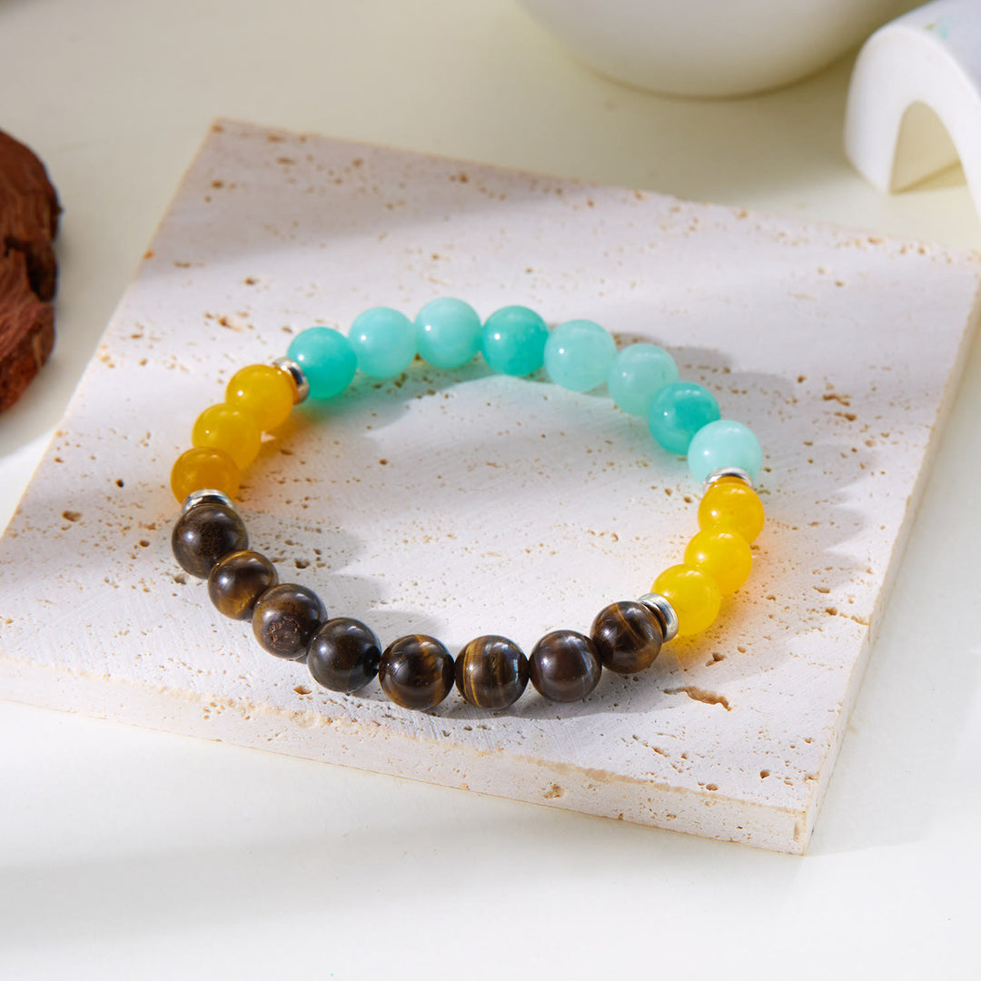 Bracelet porte-bonheur en perles de pierre naturelle Olivenorma de 8 mm