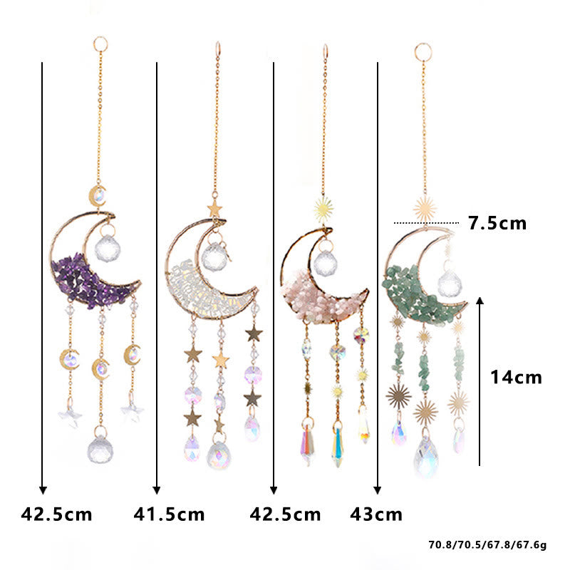 Carillon éolien pendentif lune en pierre naturelle Olivenorma