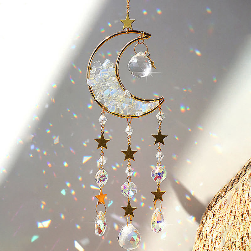 Carillon éolien pendentif lune en pierre naturelle Olivenorma