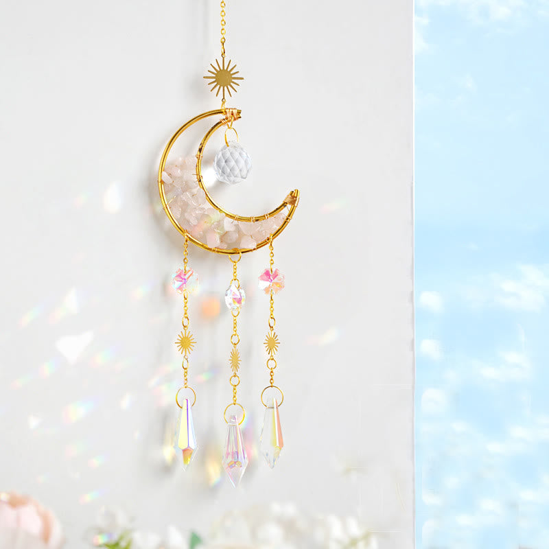 Carillon éolien pendentif lune en pierre naturelle Olivenorma