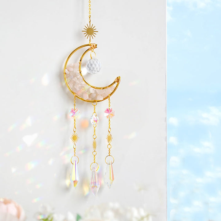 Carillon éolien pendentif lune en pierre naturelle Olivenorma