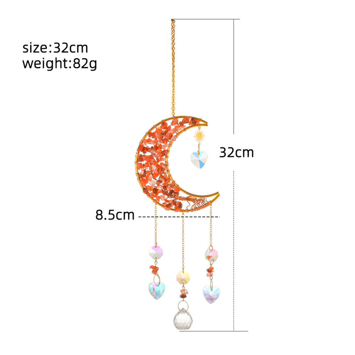 Carillon à vent avec pendentif en pierre naturelle et étoile de lune Olivenorma