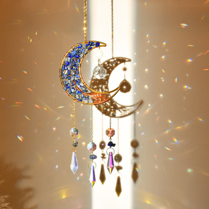 Carillon à vent avec pendentif en pierre naturelle et étoile de lune Olivenorma