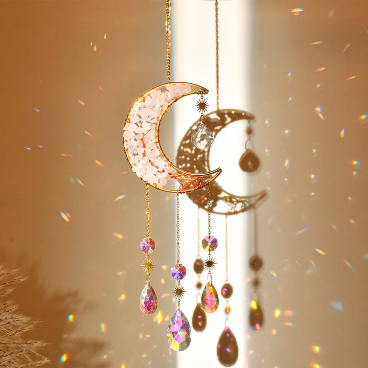 Carillon à vent avec pendentif en pierre naturelle et étoile de lune Olivenorma