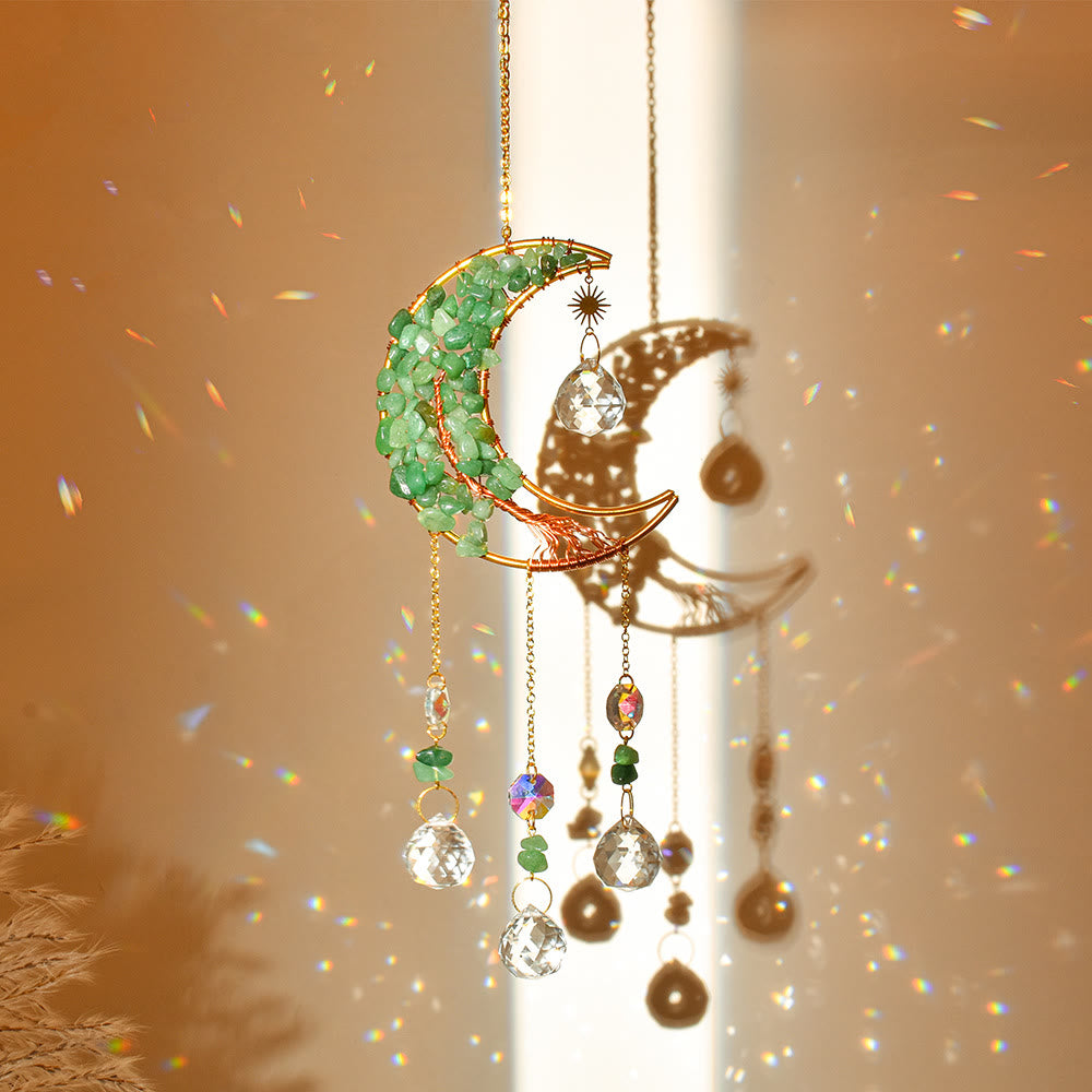 Carillon à vent avec pendentif en pierre naturelle et étoile de lune Olivenorma