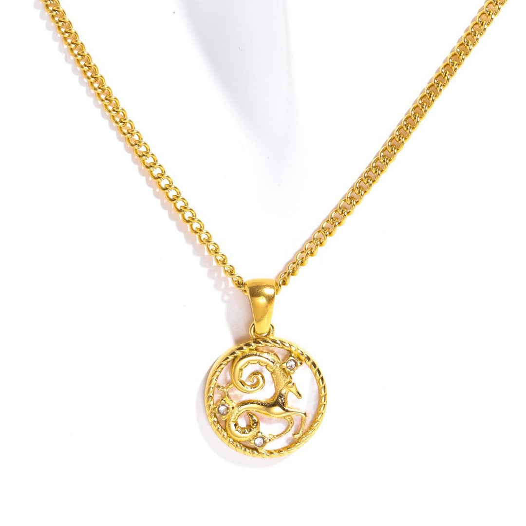 Collier en acier titane avec 12 constellations et coquillages Olivenorma 
