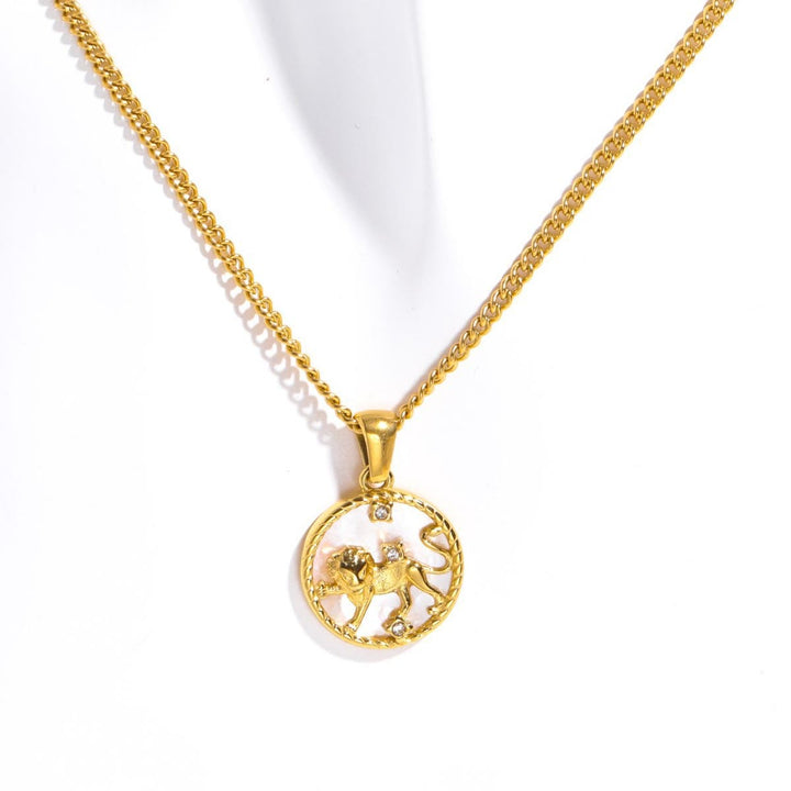 Collier en acier titane avec 12 constellations et coquillages Olivenorma 