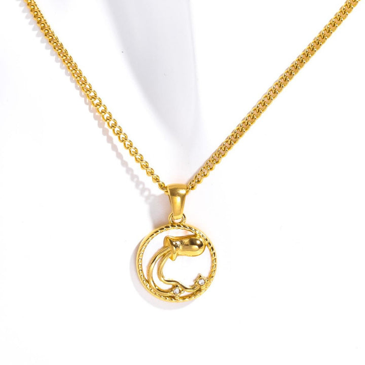 Collier en acier titane avec 12 constellations et coquillages Olivenorma 