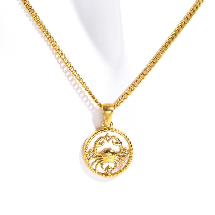 Collier en acier titane avec 12 constellations et coquillages Olivenorma 
