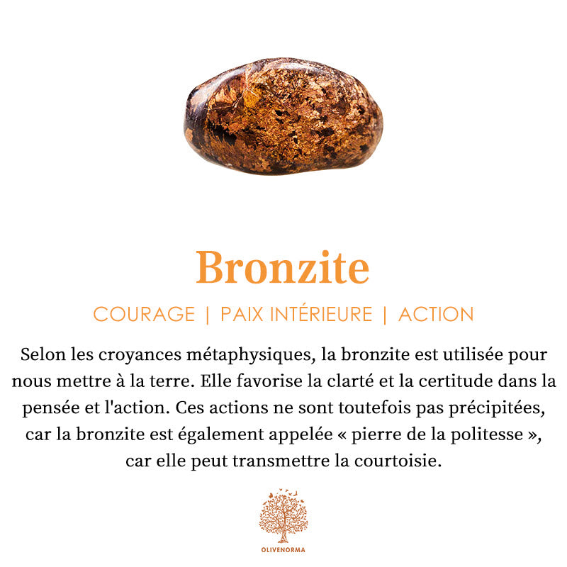 Bracelet en perles de bronzite naturelle en forme de colonne Olivenorma