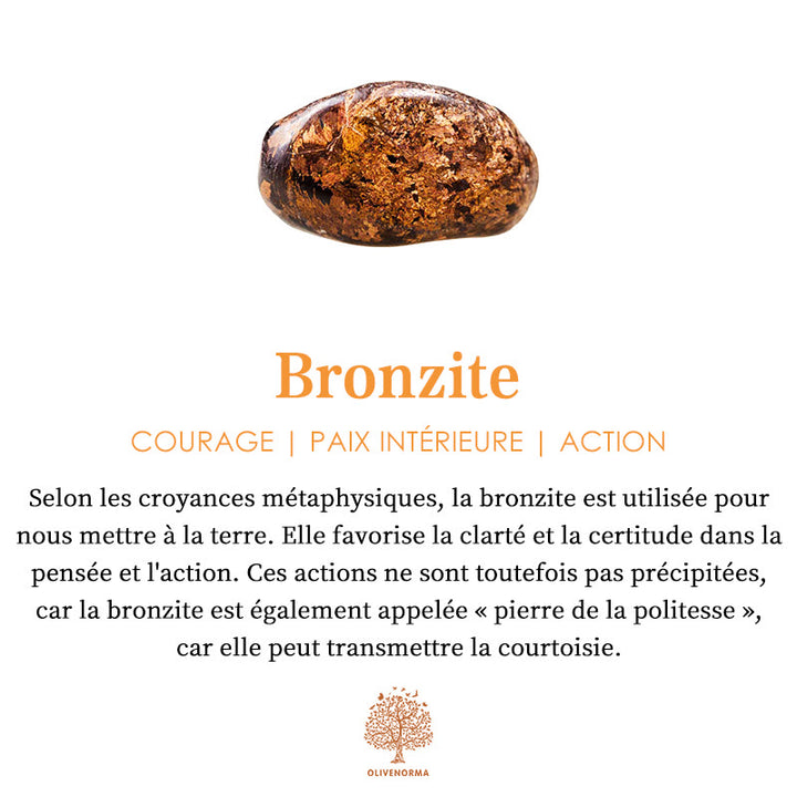Bracelet en perles de bronzite naturelle en forme de colonne Olivenorma