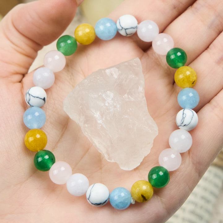 Bracelet en perles de pierre naturelle multicolore Olivenorma 8 mm 