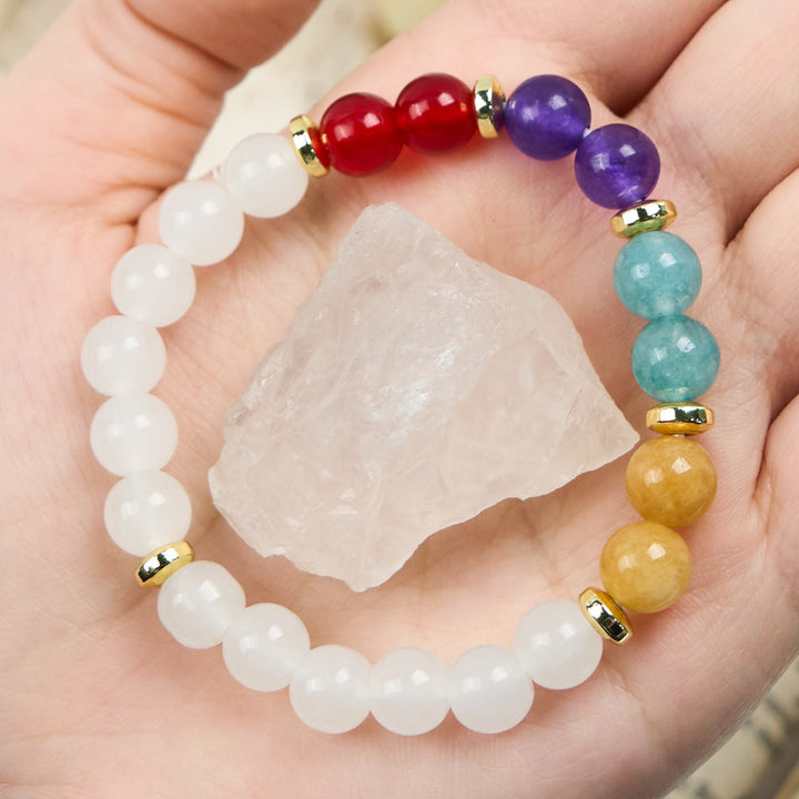 Bracelet en perles de cristal transparent améthyste aigue-marine naturelle Olivenorma 