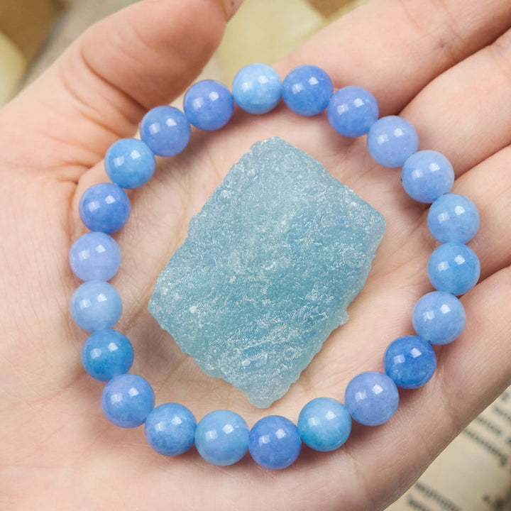 Bracelet de perles de guérison en aigue-marine naturelle Olivenorma