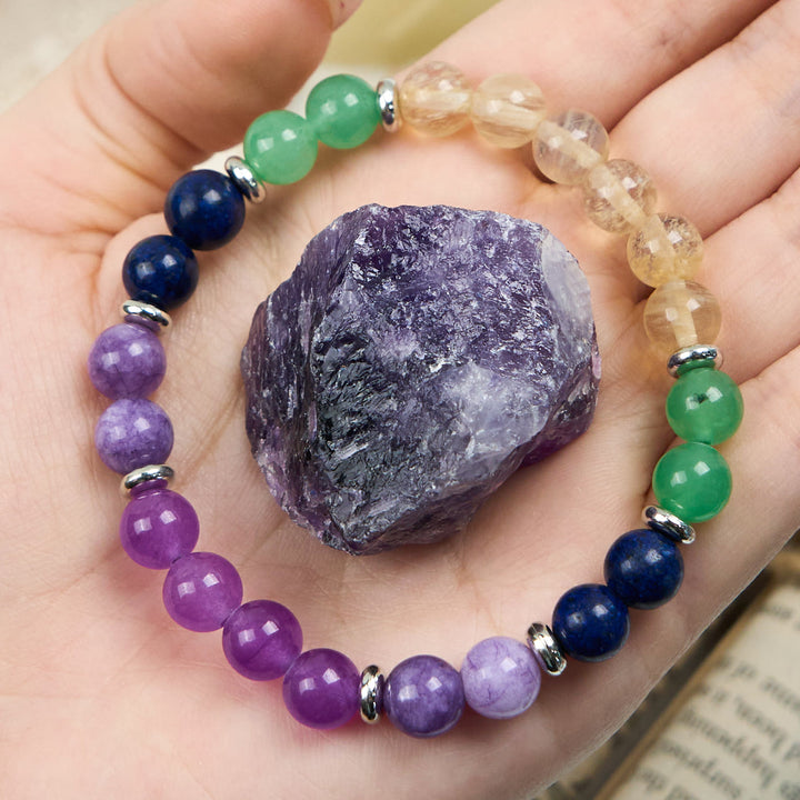 Bracelet de perles rondes en améthyste et citrine Olivenorma