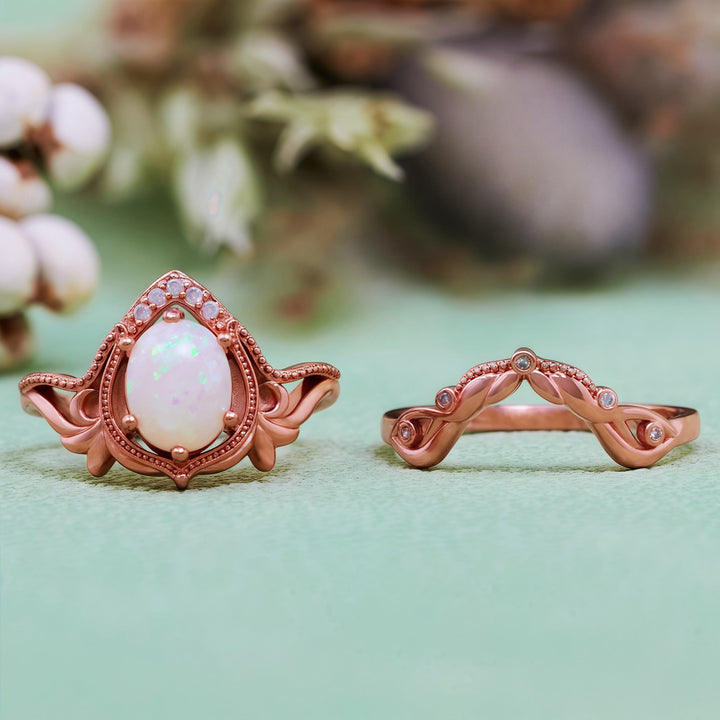 Olivenorma Lot de 2 bagues vintage sculptées en grenat opale et zircon