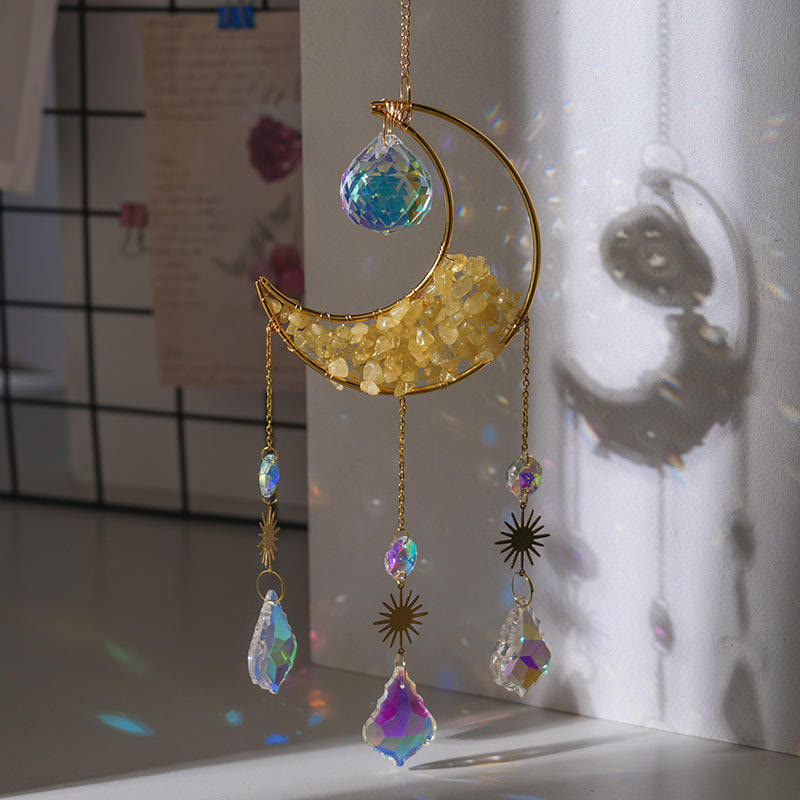 Pendentif attrape-soleil en forme de croissant de gravier en cristal Olivenorma