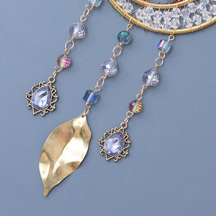 Pendentif carillon éolien en forme de feuille d'améthyste avec arbre de vie Olivenorma
