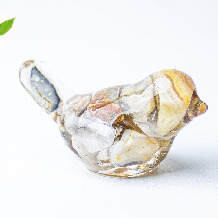 Sculpture d'oiseau en cristal naturel Olivenorma Décoration en pierres précieuses