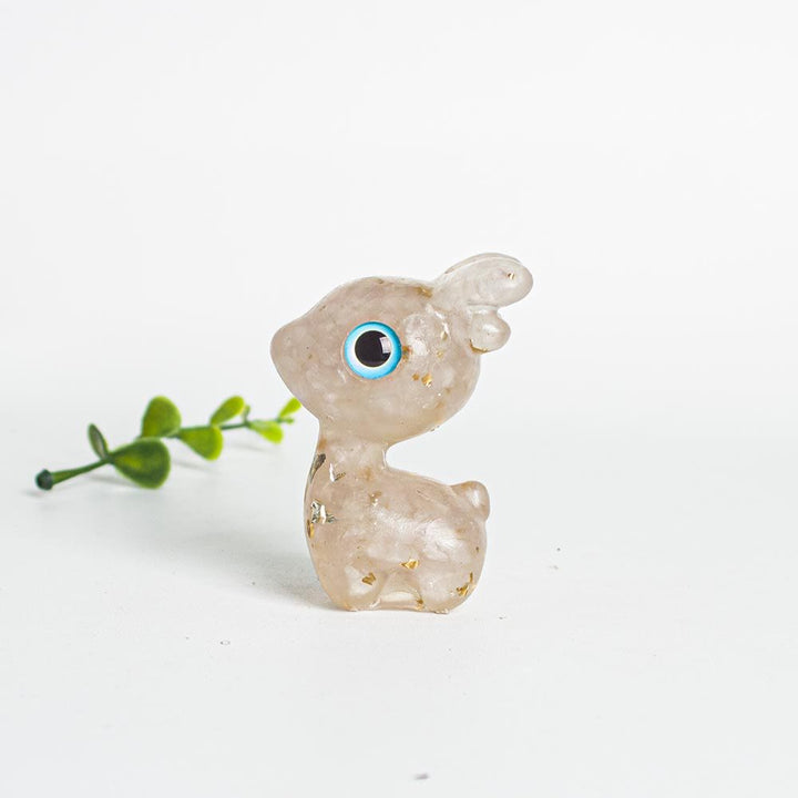 Décoration en pierre précieuse en forme de faon mignon en époxy avec gravier en cristal Olivenorma