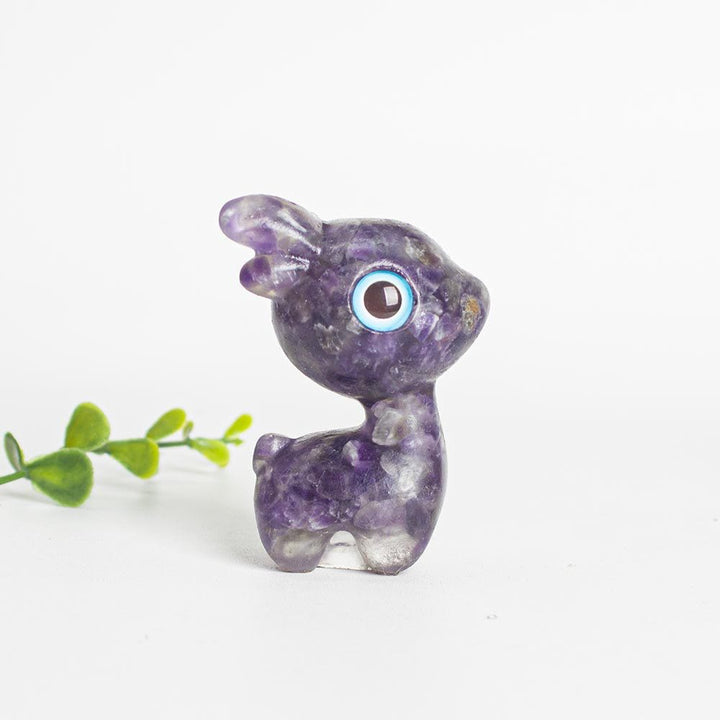Décoration en pierre précieuse en forme de faon mignon en époxy avec gravier en cristal Olivenorma